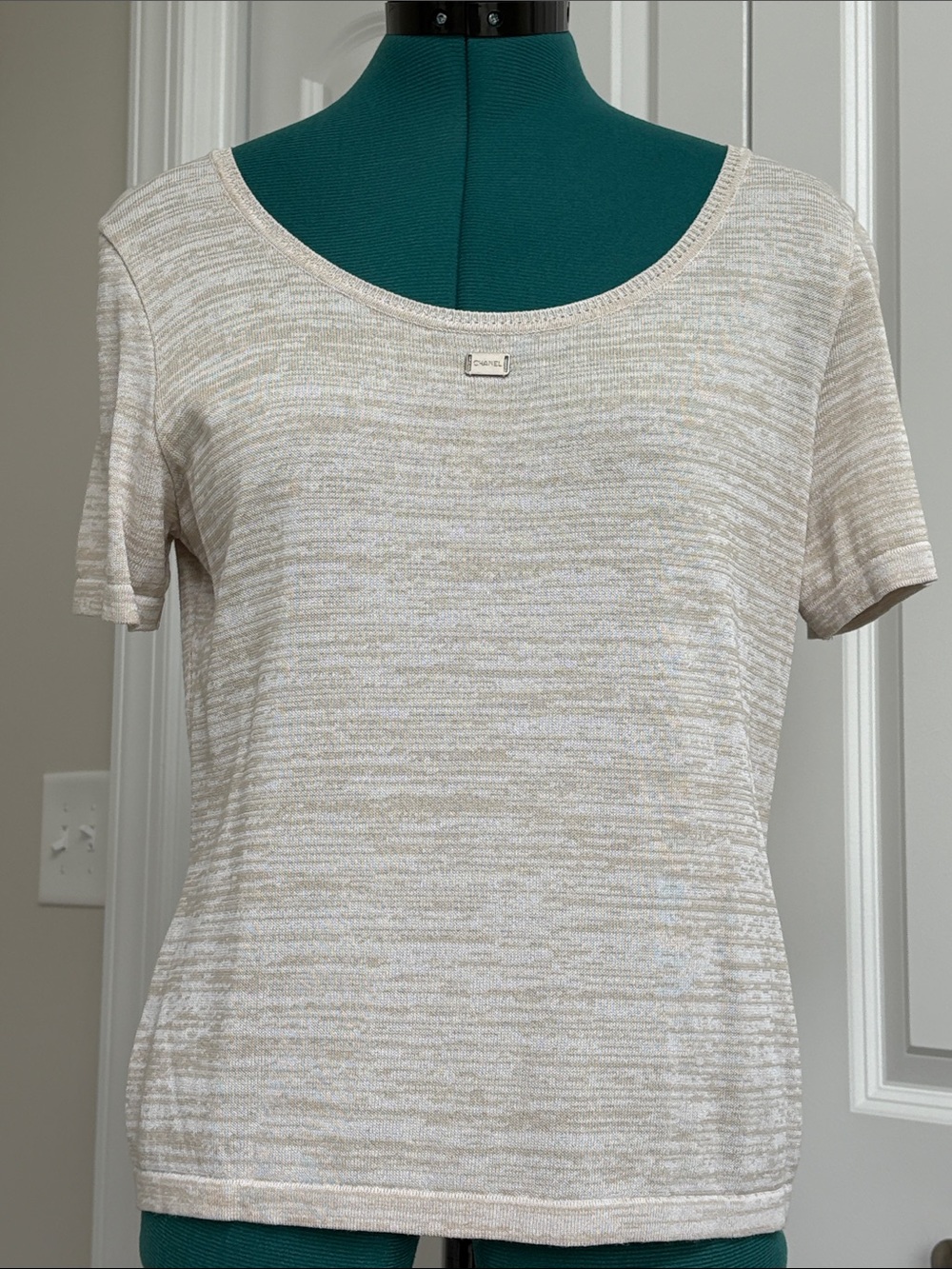 Chanel Vintage Knit Scoop Neck Short Sleeve Top - Spring 1999